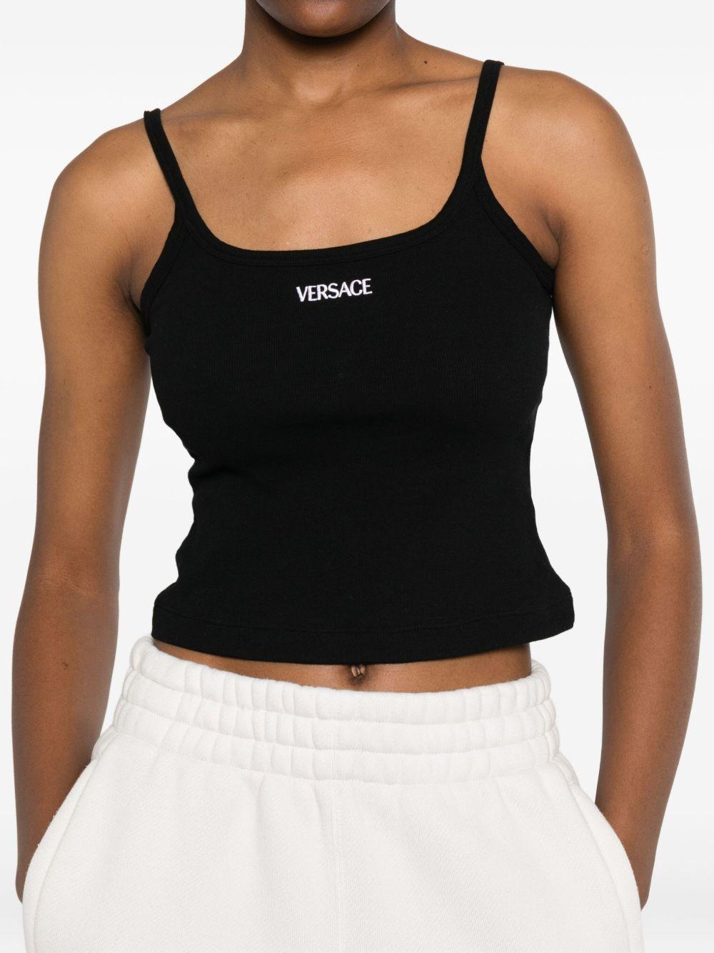 VERSACE Top nero con logo