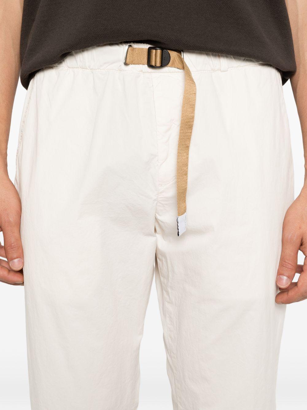 WHITE SAND Pantaloni in cotone bianco con cintura marrone