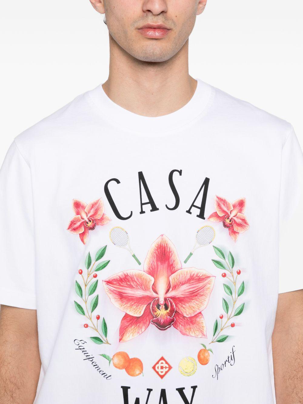 CASABLANCA T-shirt in cotone bianco con stampa