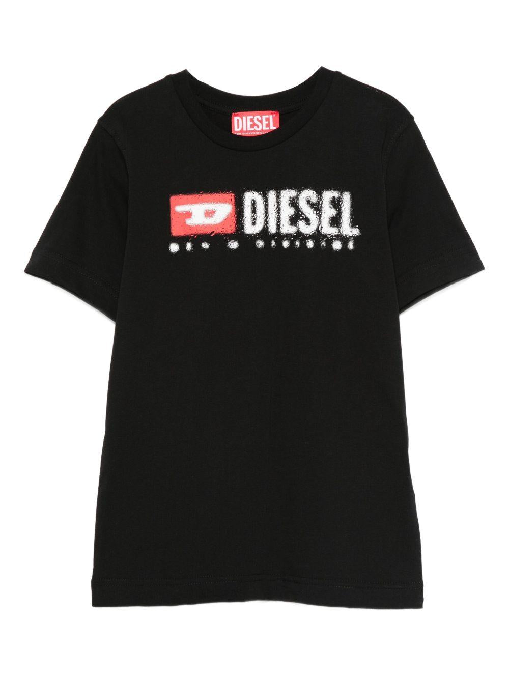 DIESEL T-shirt in cotone nero con stampa logo