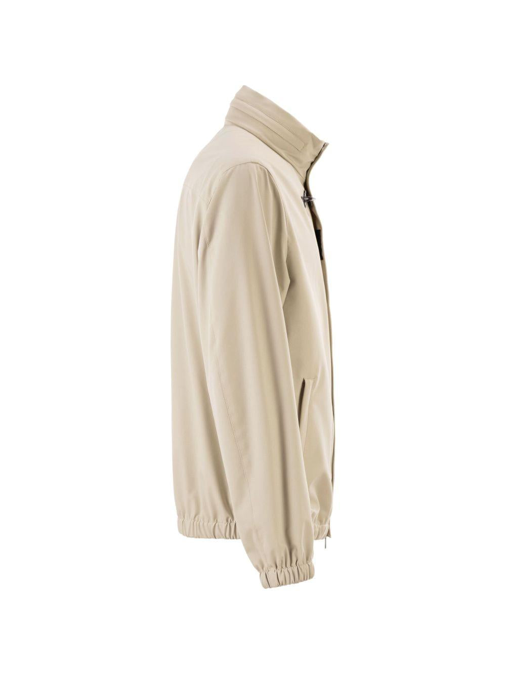 FAY Giacca in cotone color crema con colletto alto