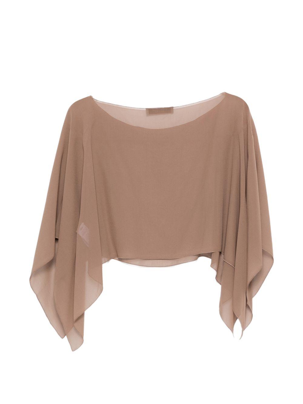 D EXTERIOR Mantella semitrasparente in seta marrone