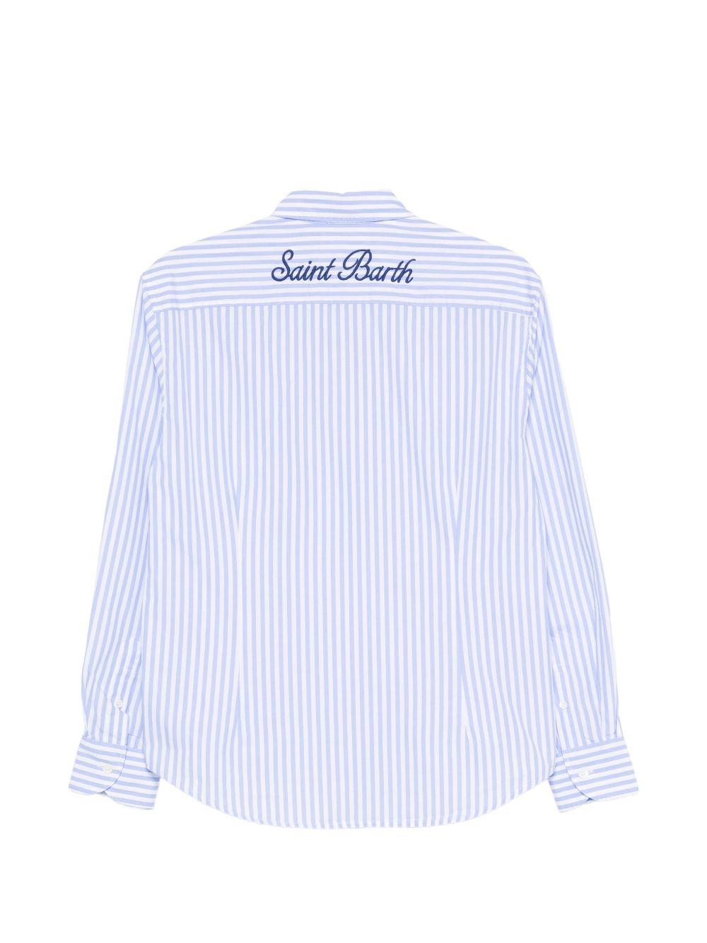 MC2 SAINT BARTH Camicia in cotone a righe bianche e azzurre