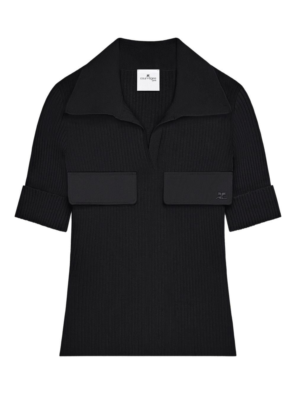 COURREGES Polo a maniche corte nera