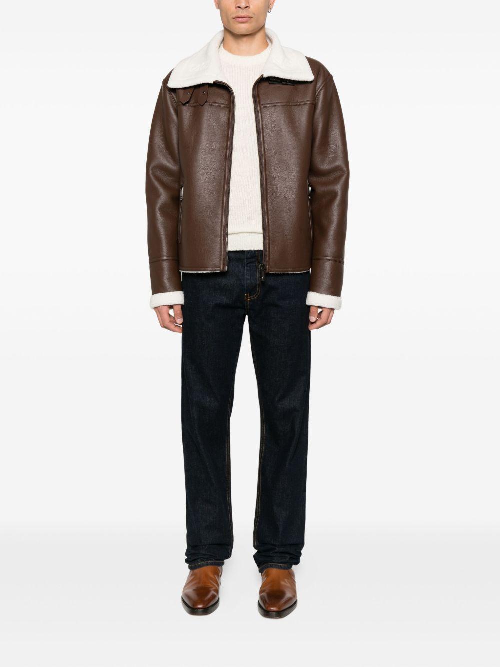 JOHN RICHMOND Giubbotto shearling in ecopelle marrone
