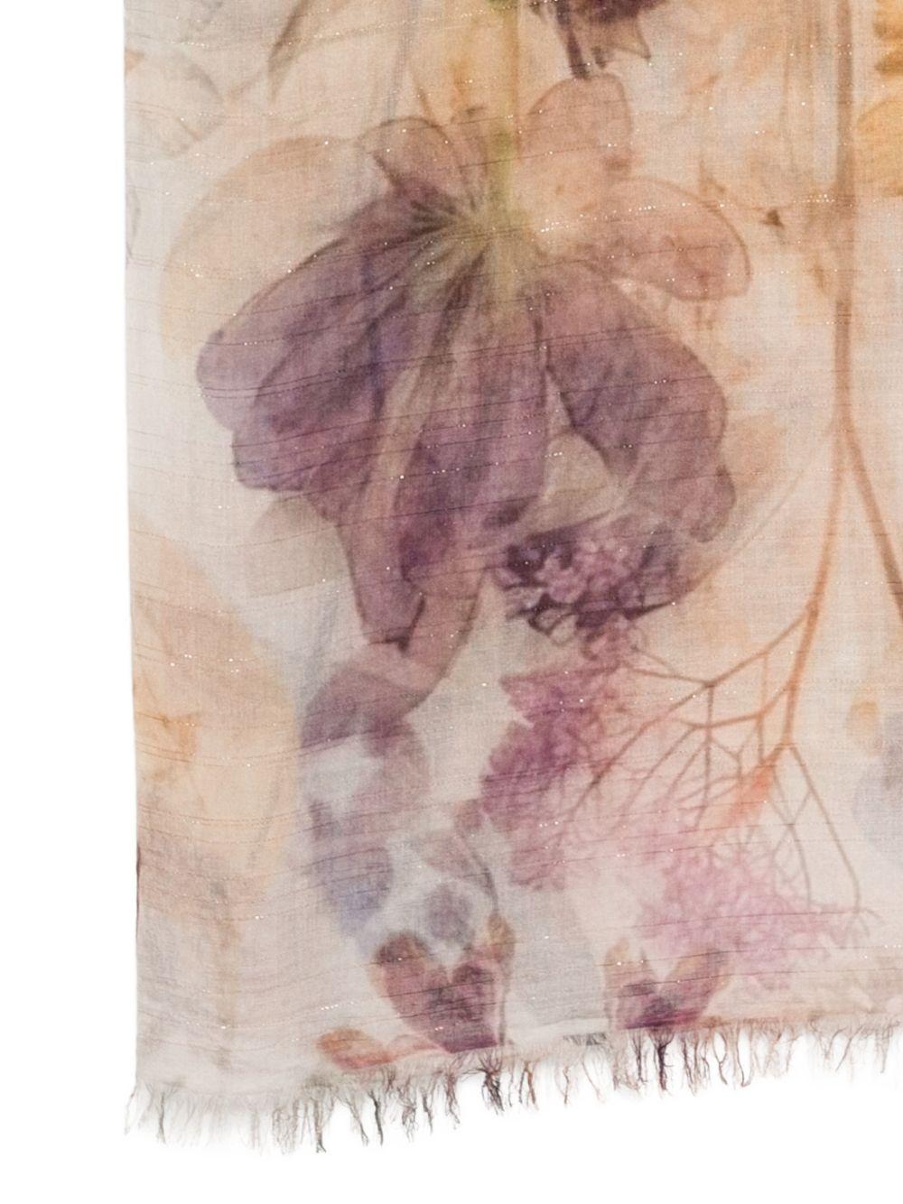 FALIERO SARTI Sciarpa foulard beige con stampa floreale