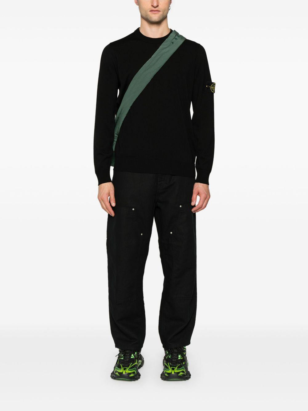 STONE ISLAND Maglione girocollo in lana nera