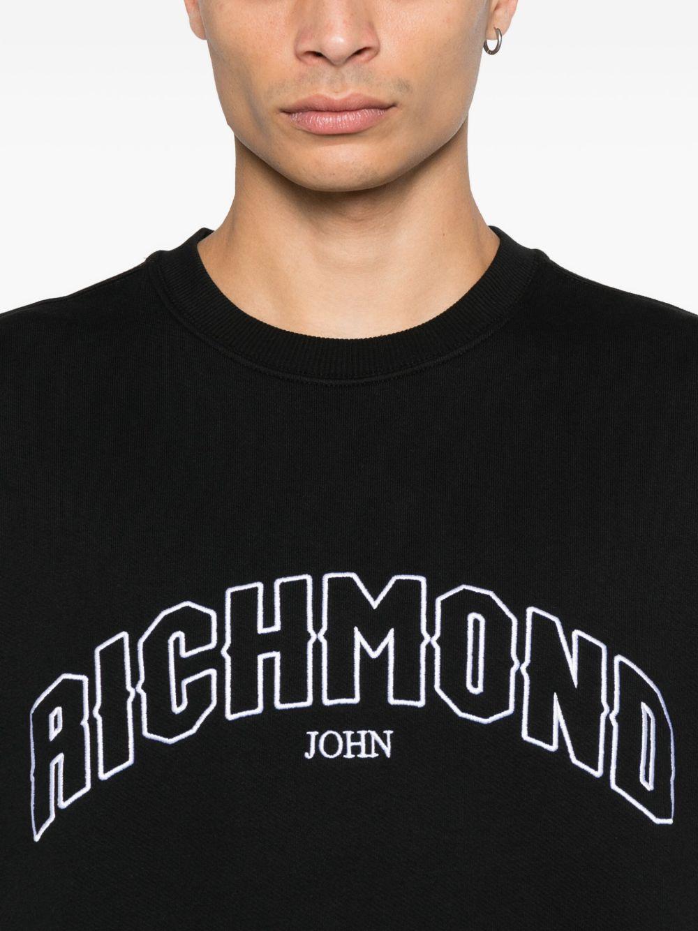 JOHN RICHMOND Felpa nera girocollo con logo tipo