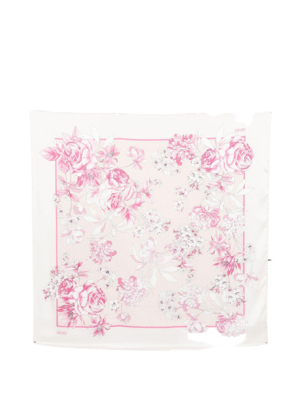 LIUJO Foulard sciarpa con stampa floreale rosa