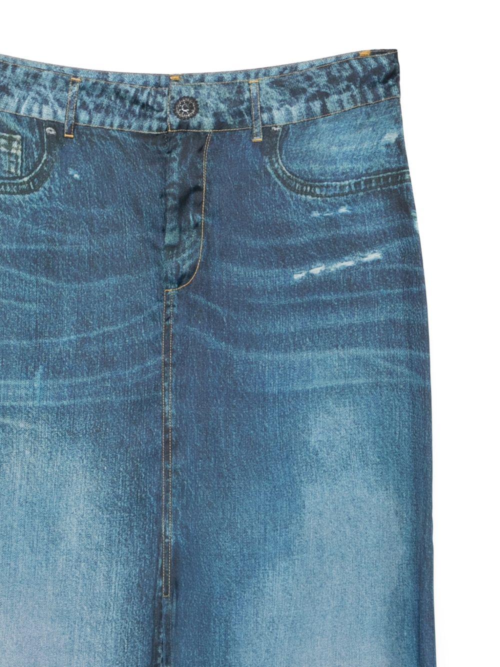 LIUJO Gonna in denim blu con spacco frontale