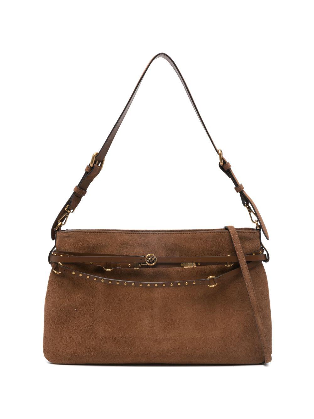 PINKO Borsa a spalla Belt Bag in pelle scamosciata marrone