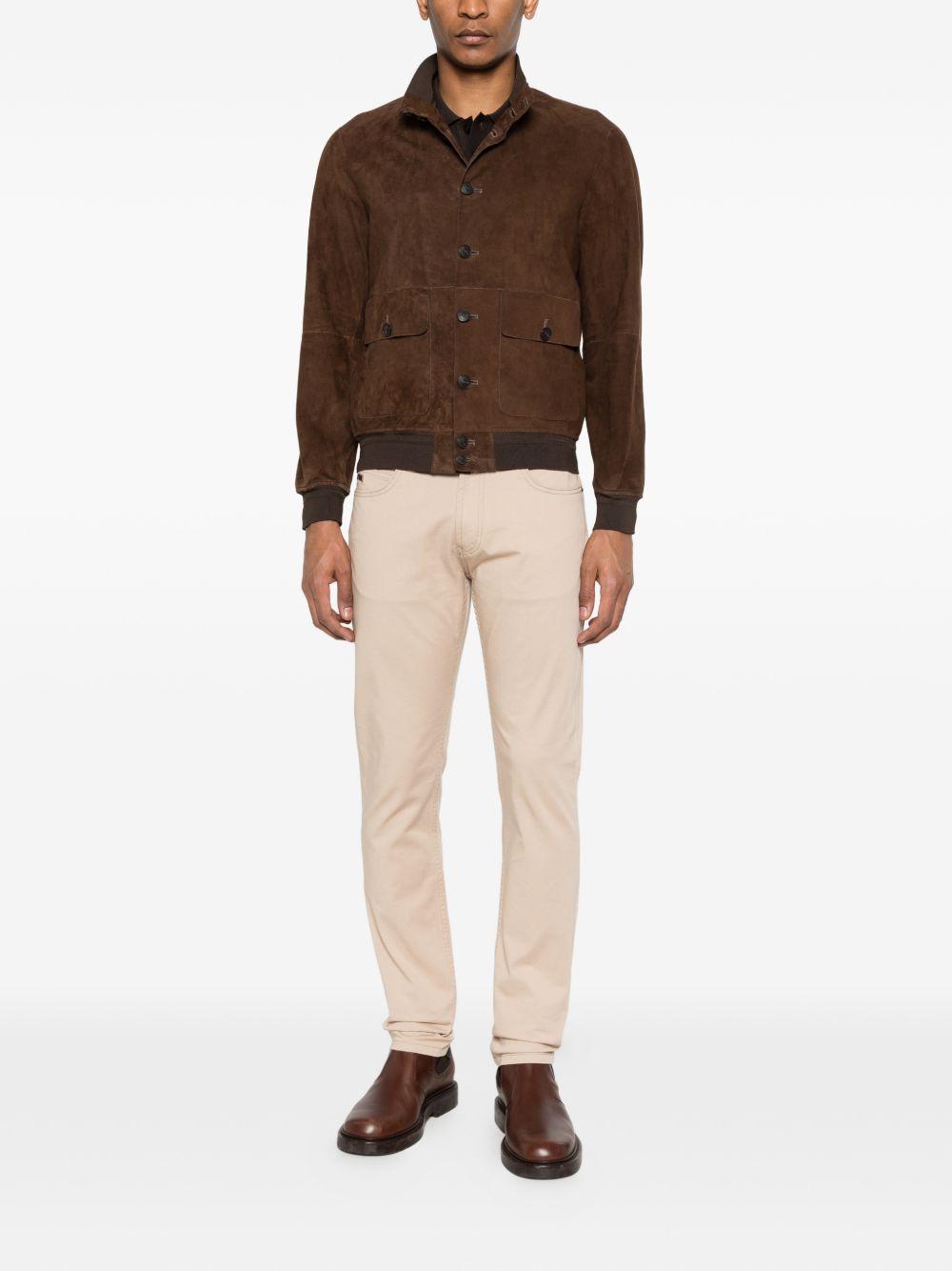 THE JACK AND JACKIE LEATHERS Giacca Riverside in camoscio marrone con tasche