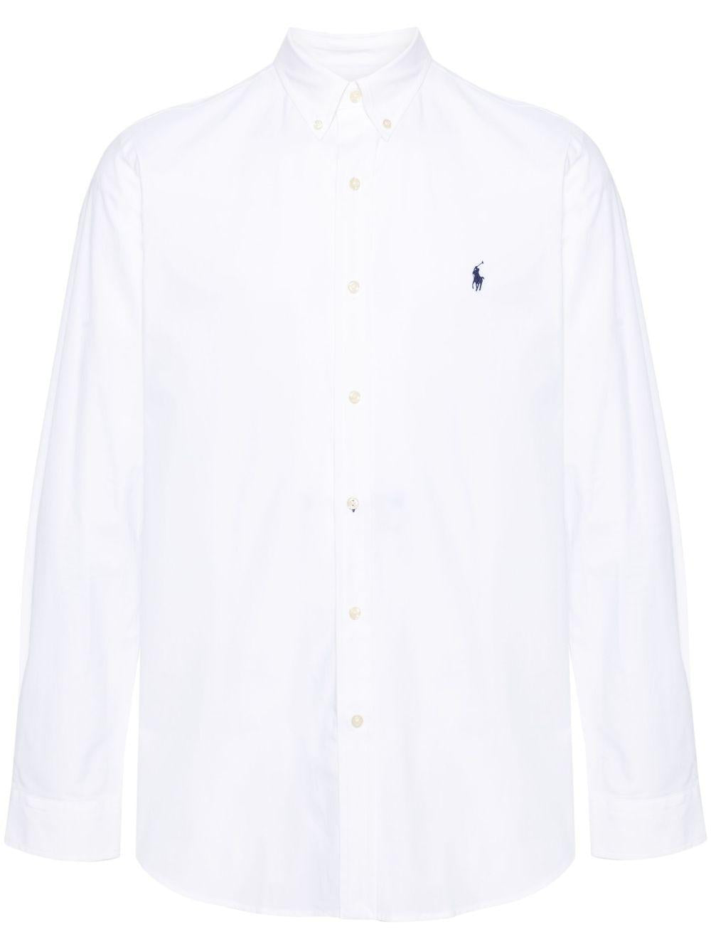 POLO RALPH LAUREN Camicia in cotone bianco con cavallino blu