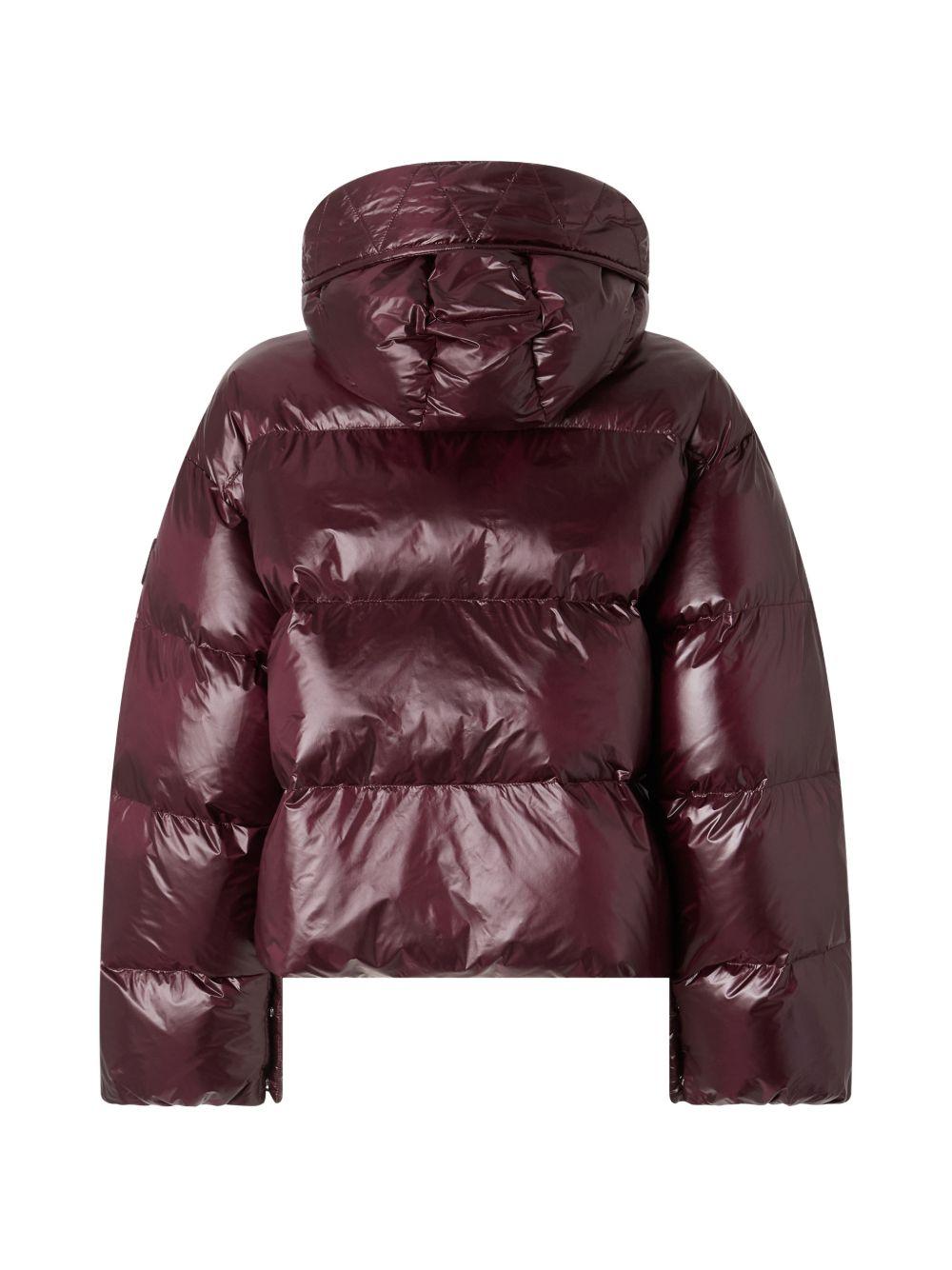 PINKO Piumino Impasto bordeaux lucido con cappuccio