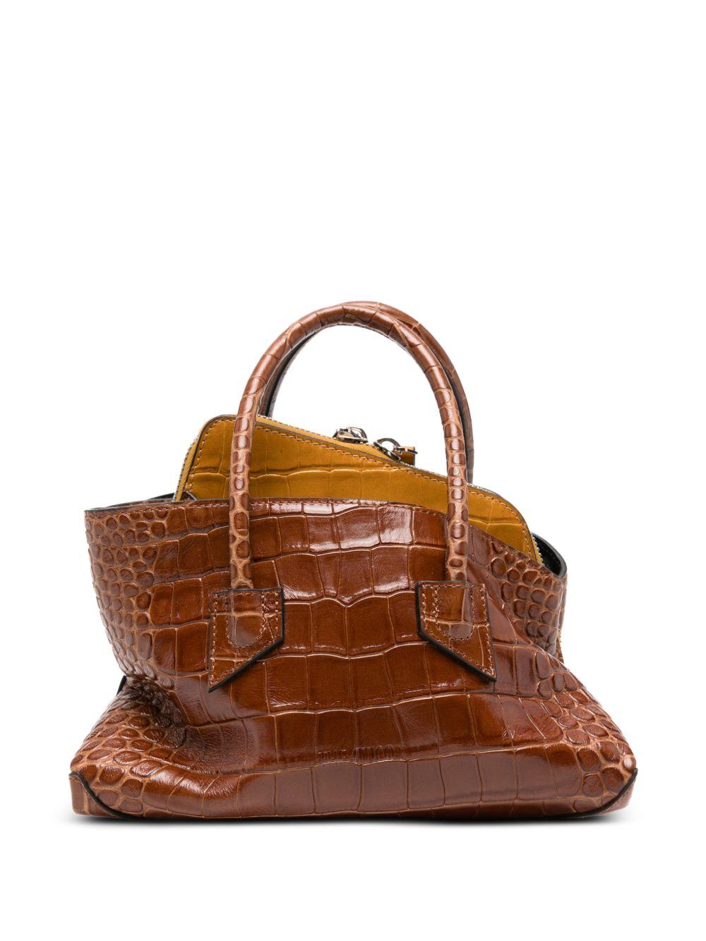 THE ATTICO Borsa a spalla La Passeggiata Mini marrone lucida effetto cocco