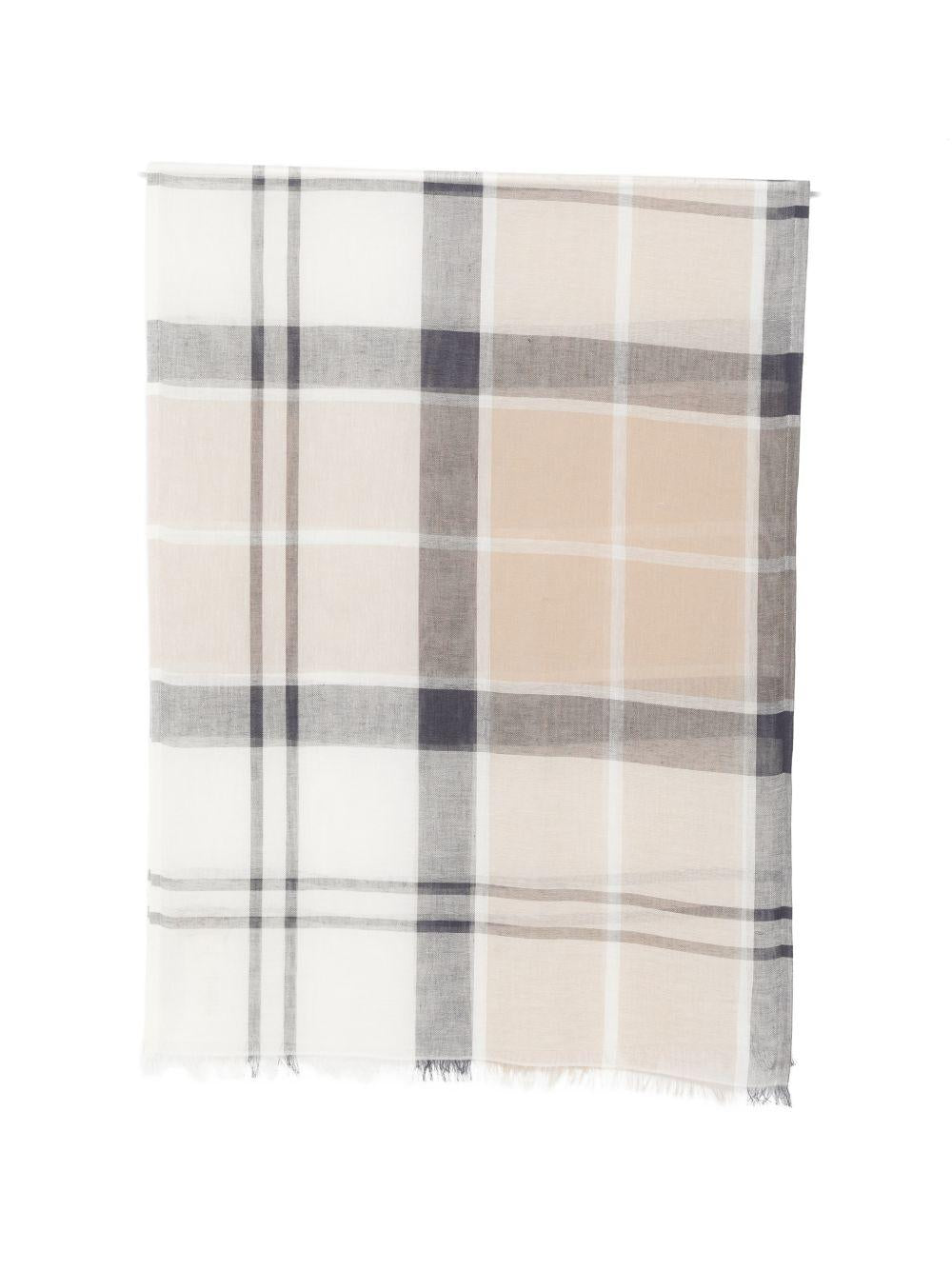 BARBOUR Sciarpa leggera in cotone misto lino a quadri