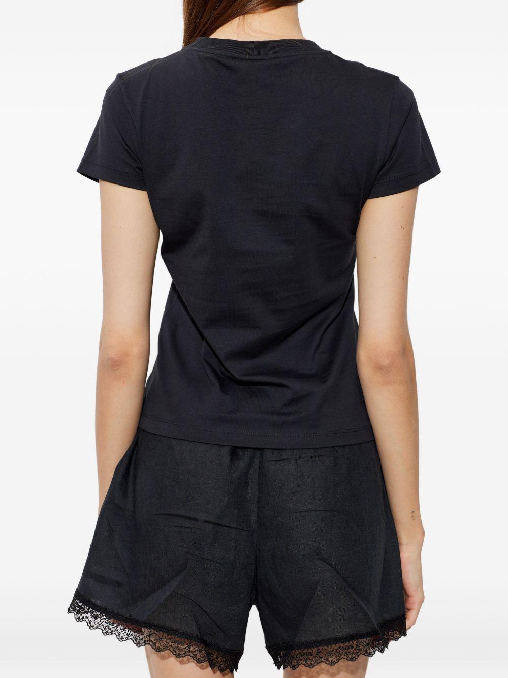GANNI T-shirt con stampa grafica e slogan riciclato in cotone nero