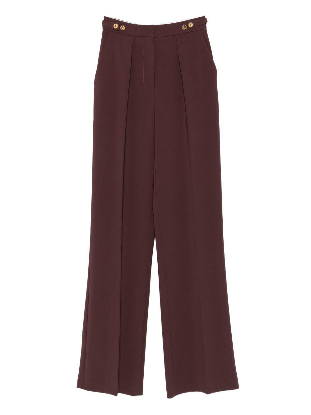 ELISABETTA FRANCHI Pantaloni casual bordeaux con bottoni dorati