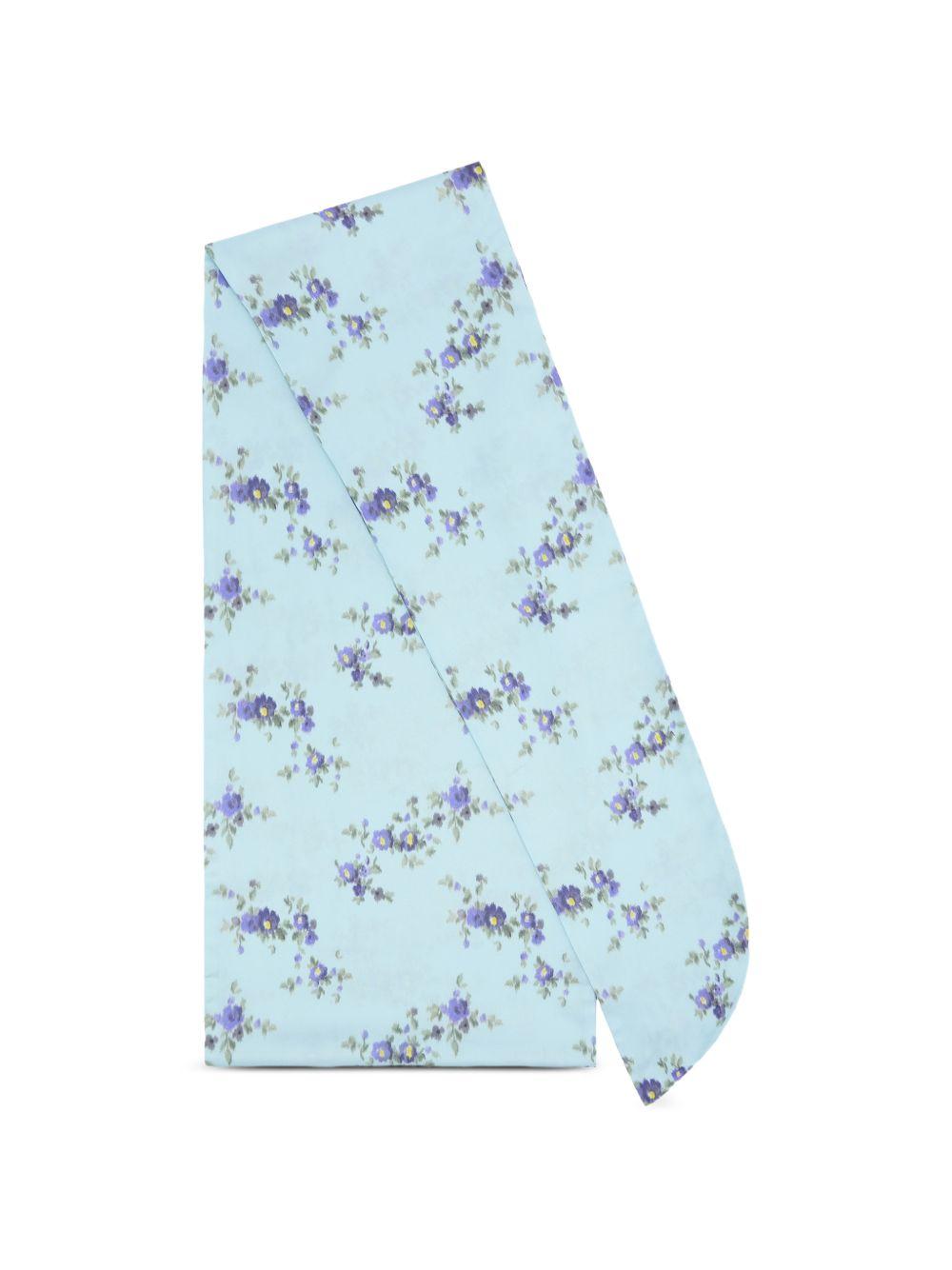 GANNI Foulard con stampa floreale su sfondo azzurro