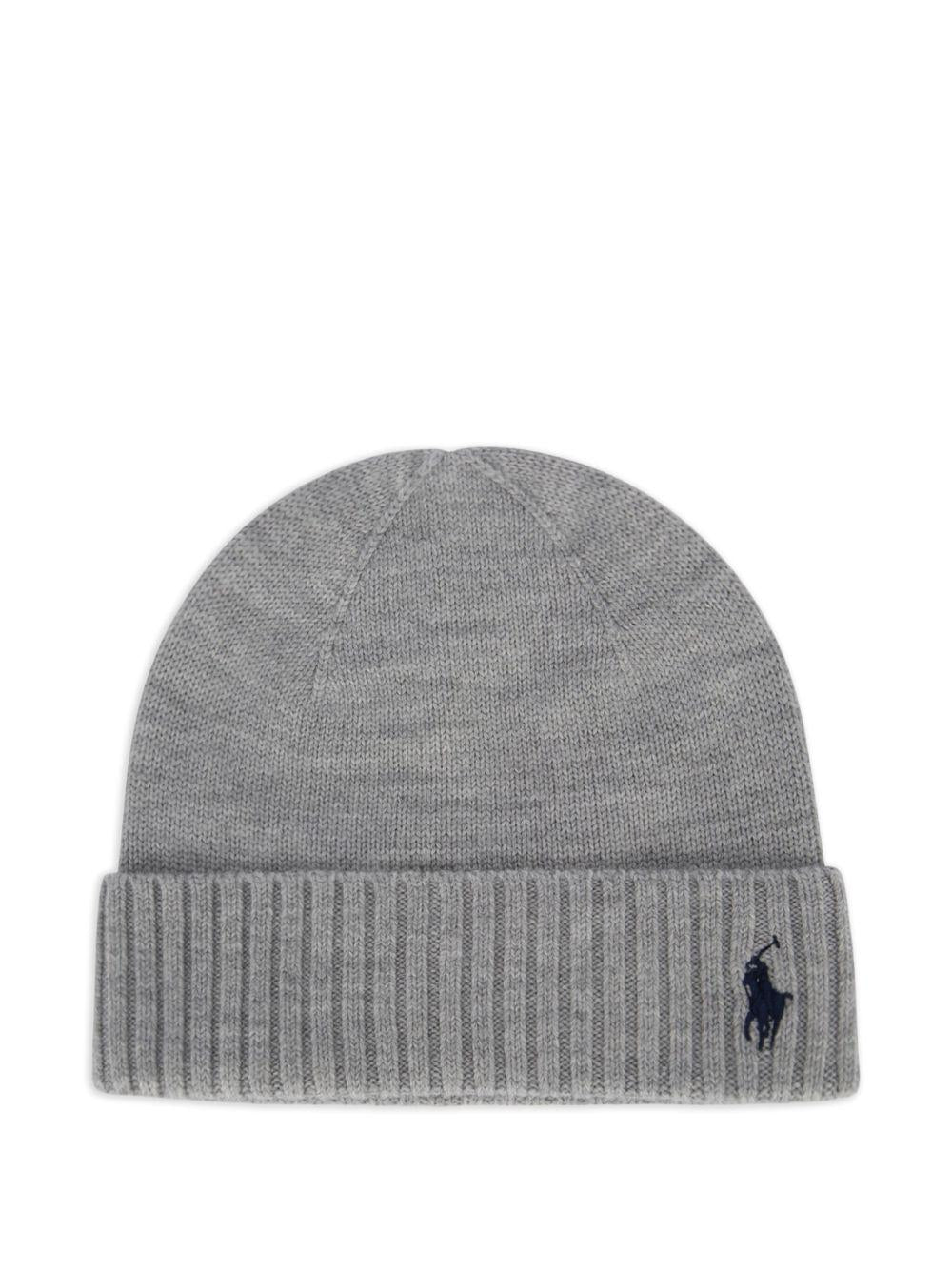 POLO RALPH LAUREN Berretto in cotone grigio con logo