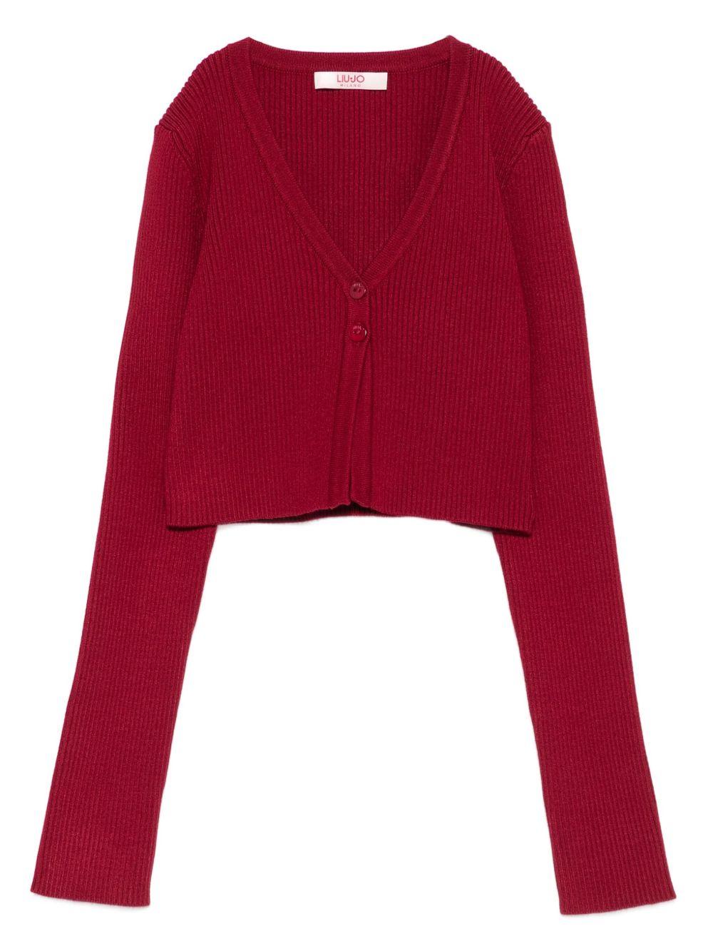 LIUJO Cardigan corto rosso con bottoni