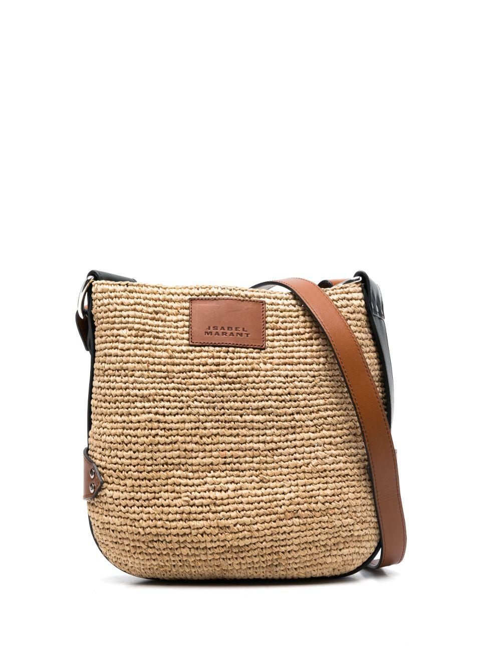 ISABEL MARANT Borsa a tracolla in rafia e pelle