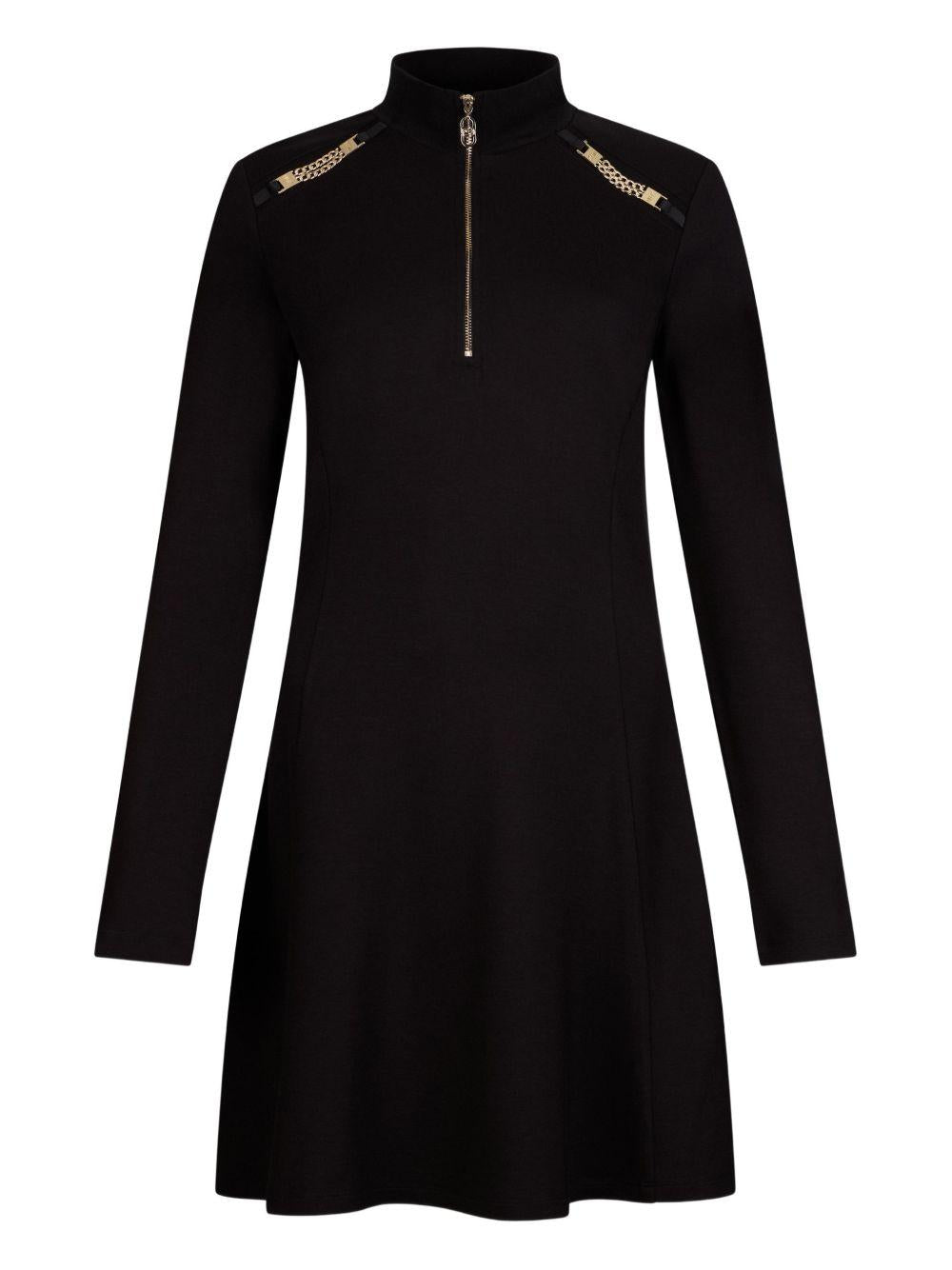 LIUJO Abito corto nero in maglia con dettaglio catena