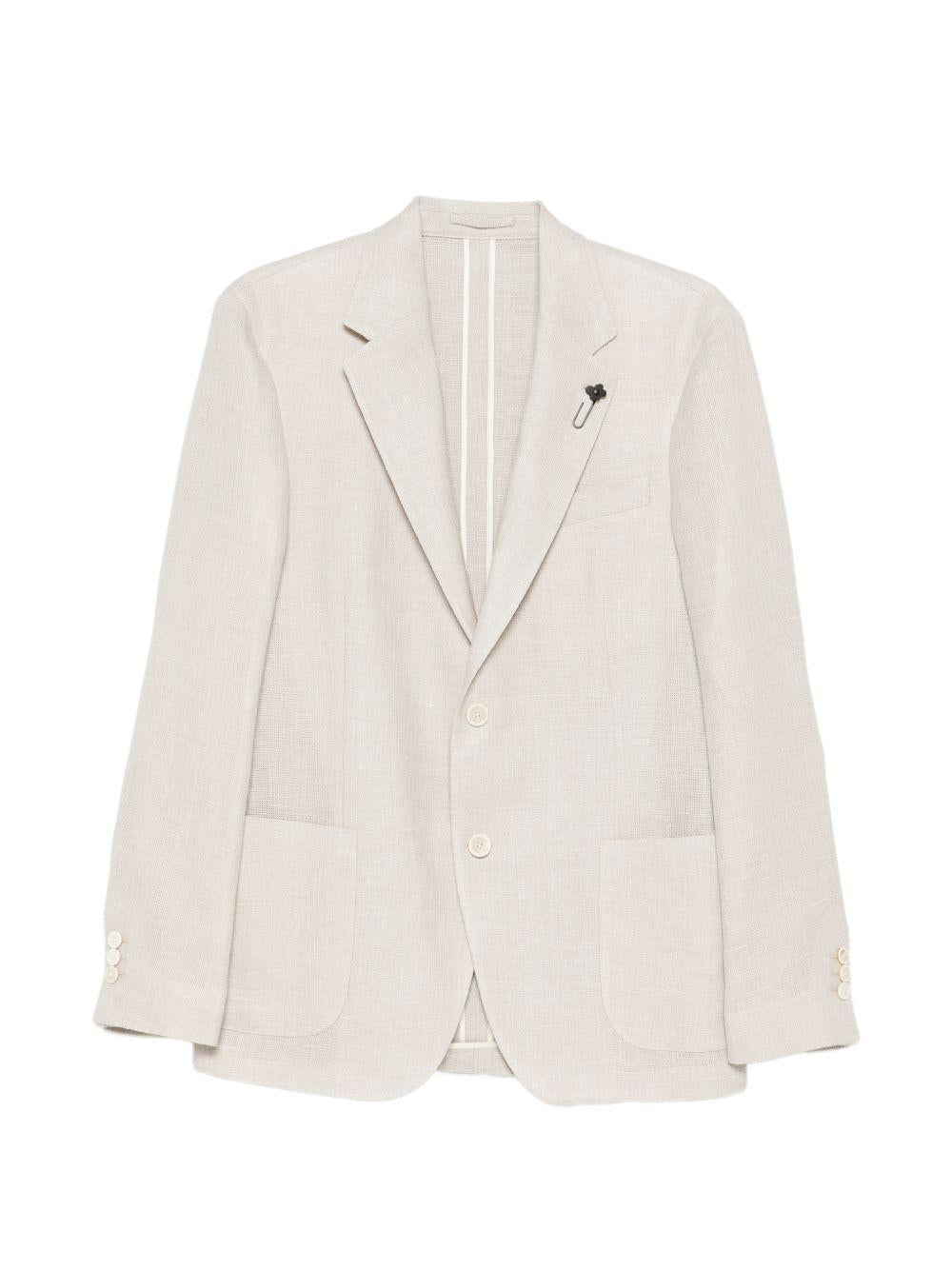 LARDINI Blazer beige con patch pockets
