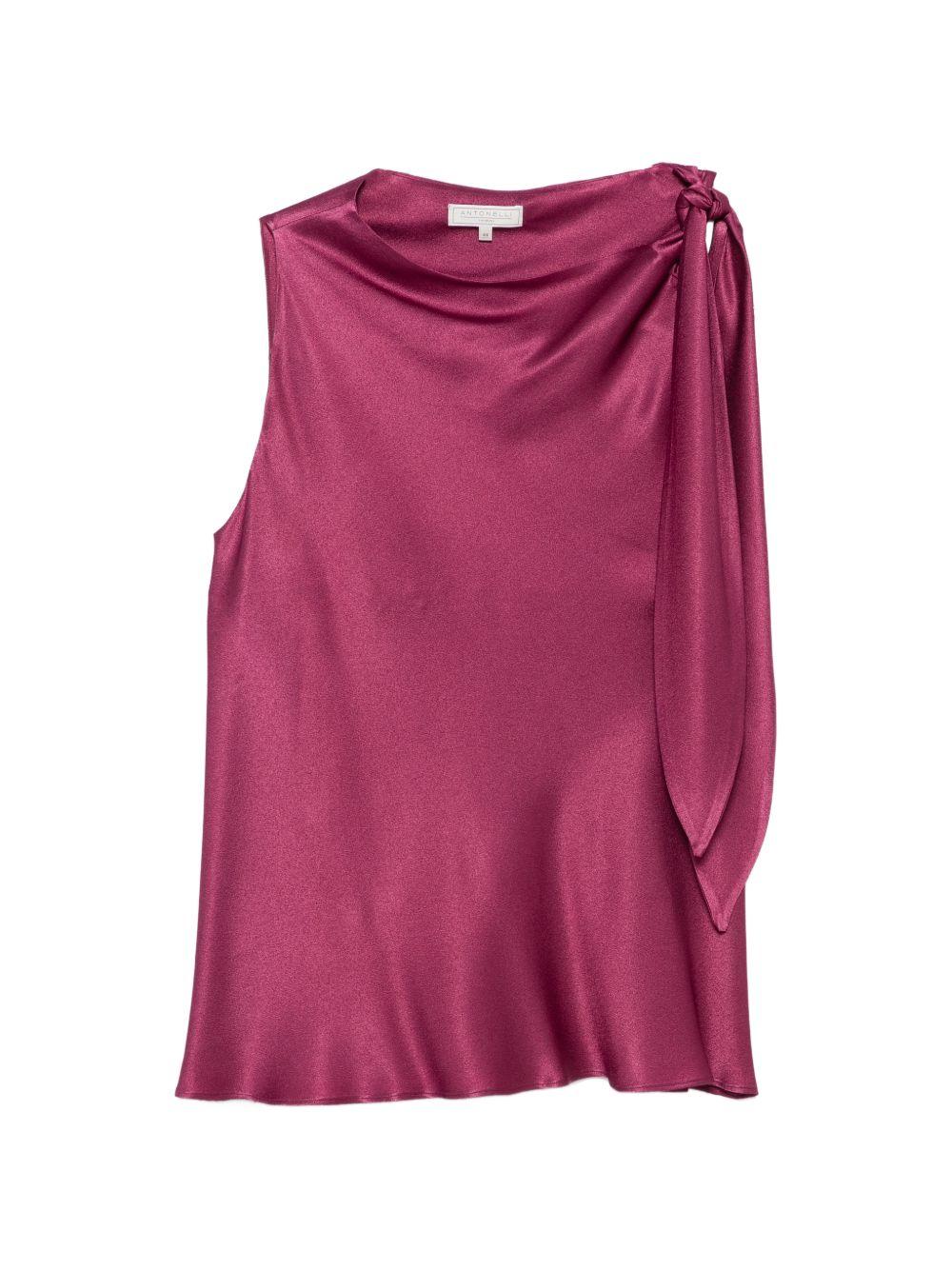 ANTONELLI Top Cloe viola chiaro con nodo monospalla