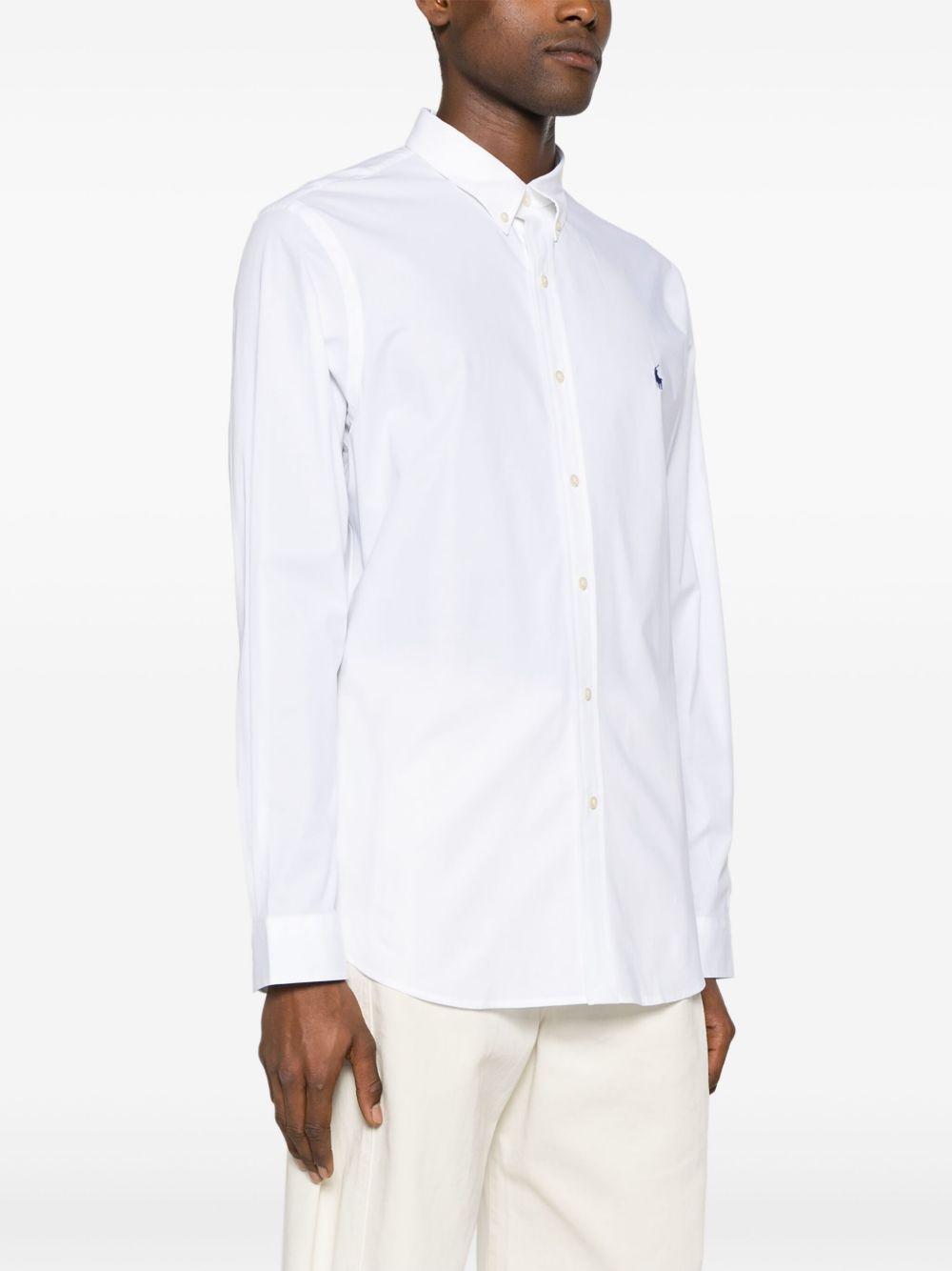 POLO RALPH LAUREN Camicia in cotone bianco con cavallino blu