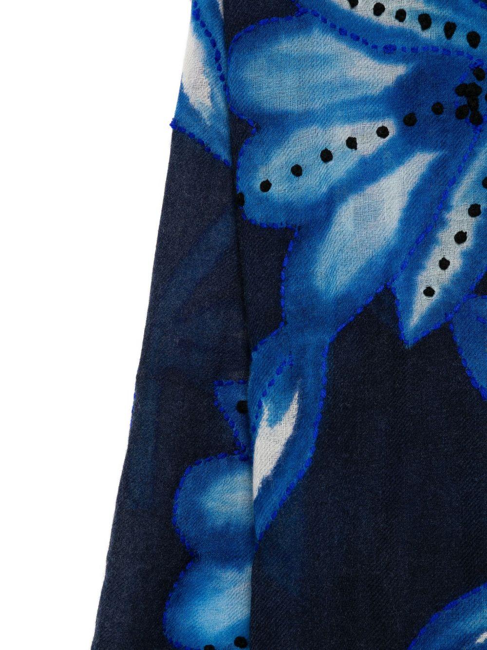 SGOMBERO CANTINE Sciarpa 'Orione' in lana blu con stampa fiori