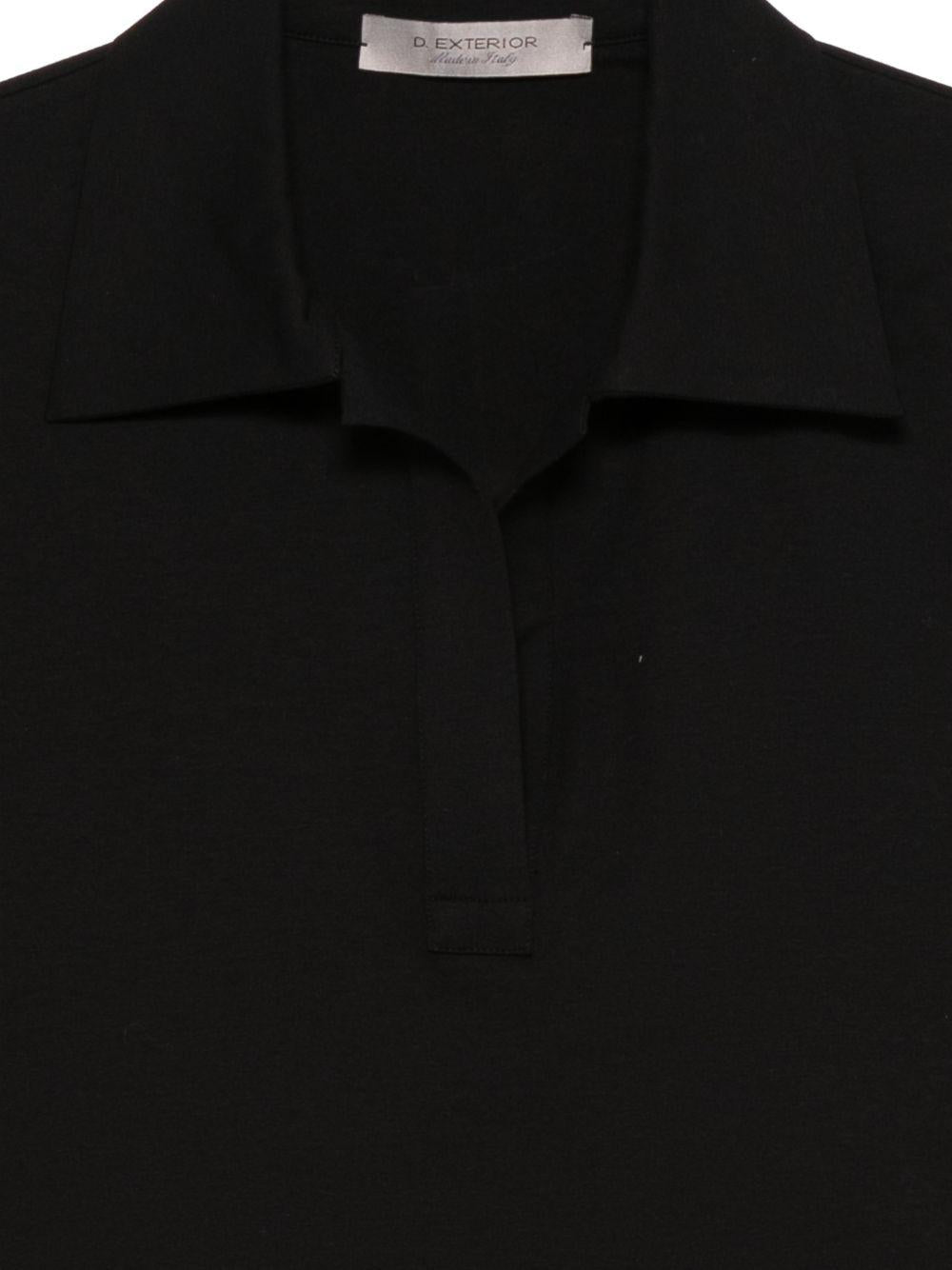 D EXTERIOR Polo in cotone elasticizzato nero