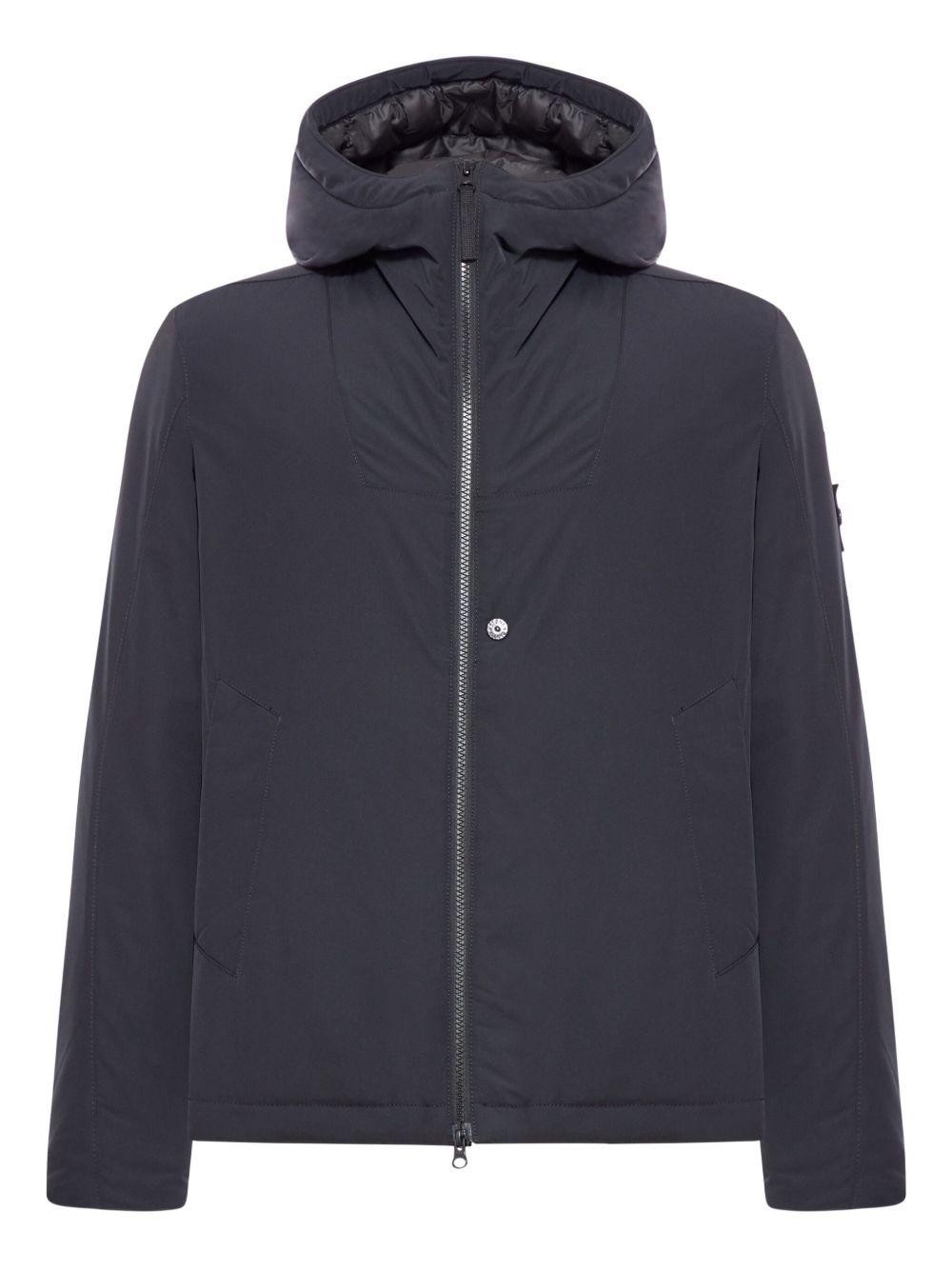 STONE ISLAND Giubbotto nero con patch logo