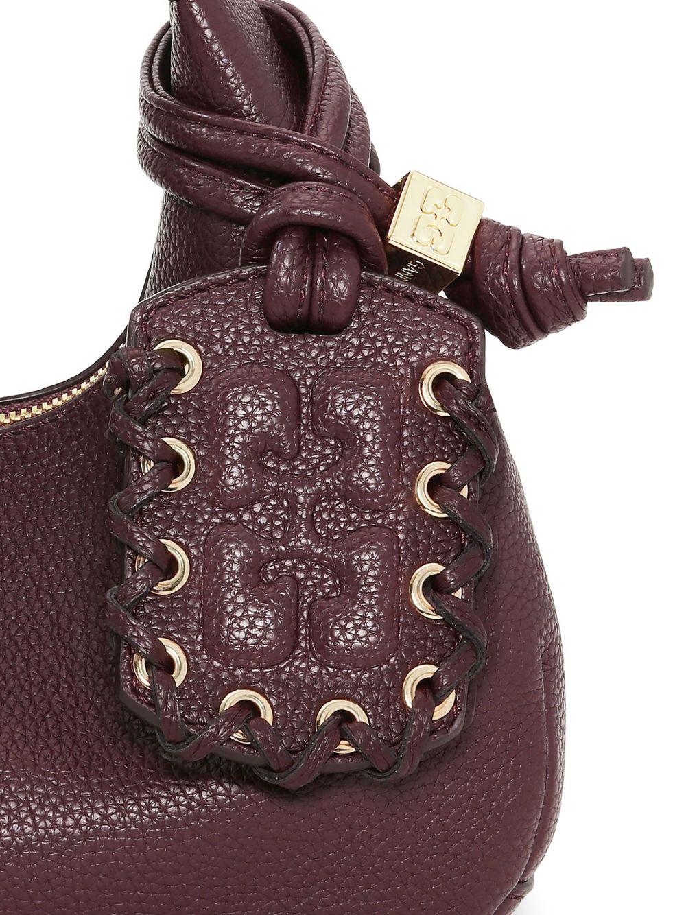 GANNI Borsa marrone in pelle grana con manico e tracolla removibile