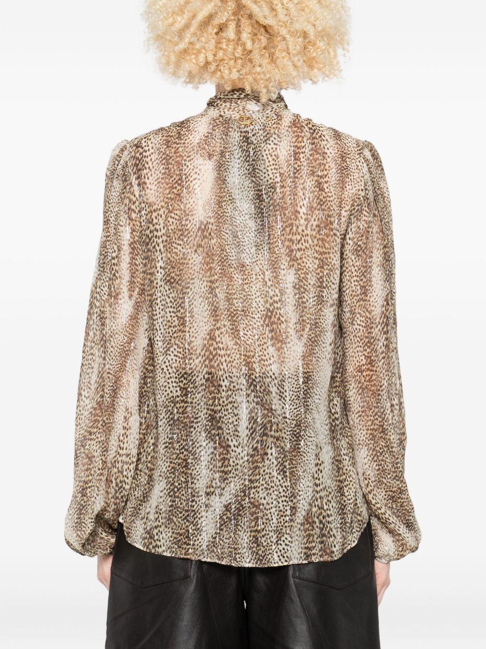 TWINSET Blusa con collo lavallière e stampa animalier