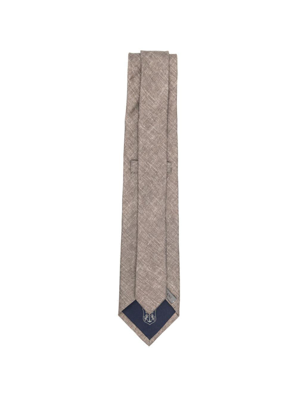 CORNELIANI Cravatta in seta e lino beige gessata