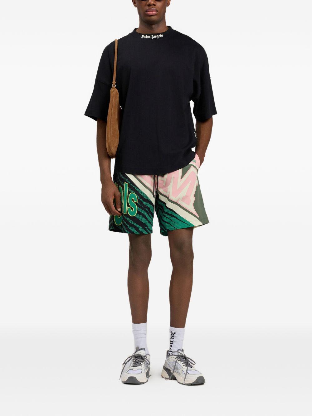 PALM ANGELS T-shirt svasata nera con logo bianco