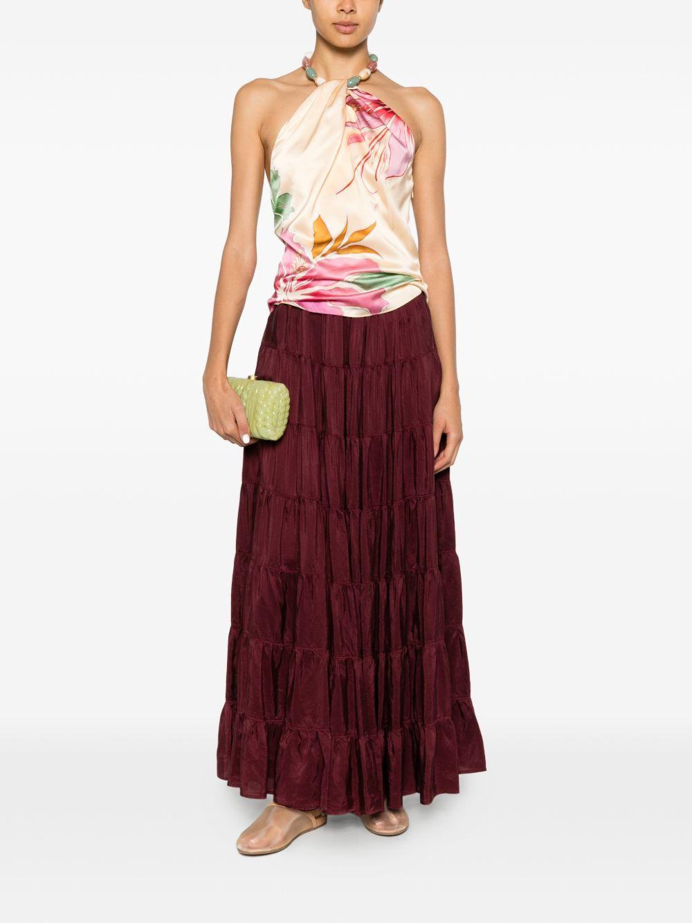 FORTE FORTE Gonna lunga in seta bordeaux