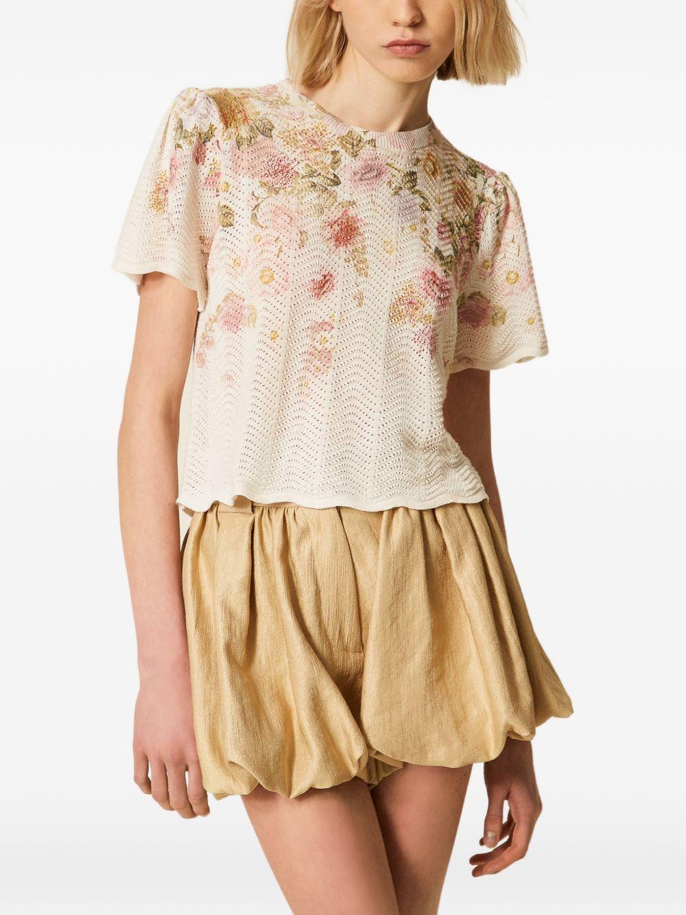 TWINSET T-shirt con stampa floreale a maniche corte