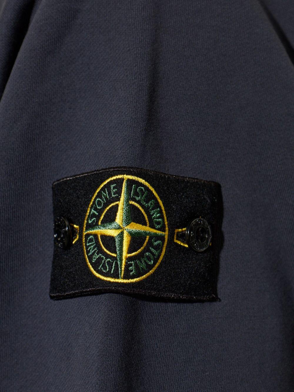 STONE ISLAND Felpa girocollo blu in cotone