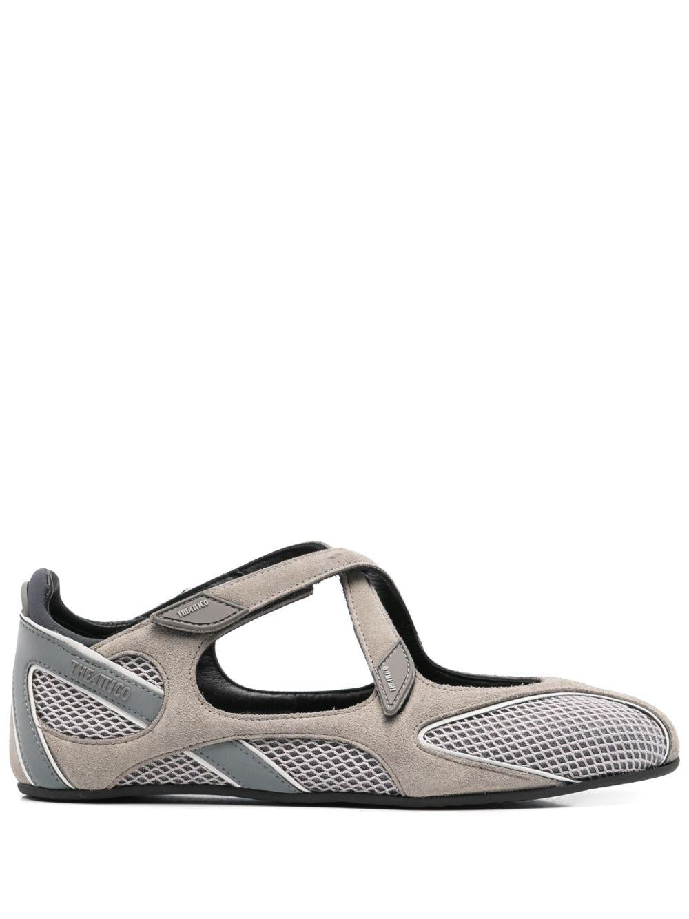 THE ATTICO Le ballerine Floor 01 Flat grigie con cinturini incrociati