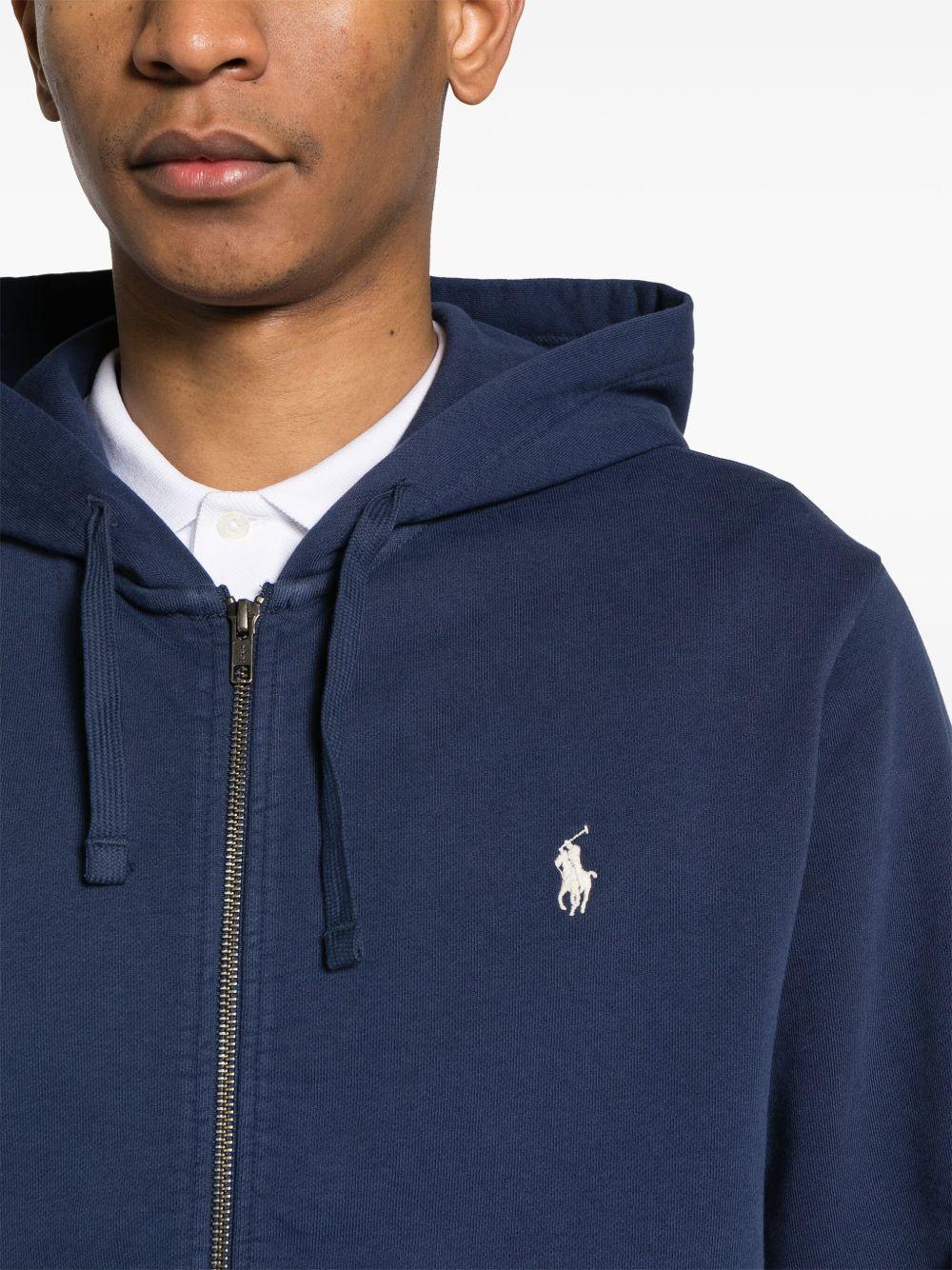 POLO RALPH LAUREN Felpa blu con cappuccio e zip