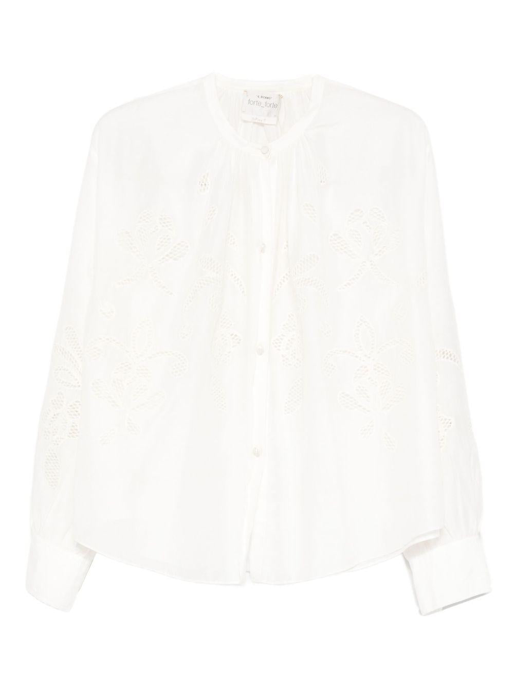 FORTE FORTE Camicia My Shirt ricamata in cotone bianco