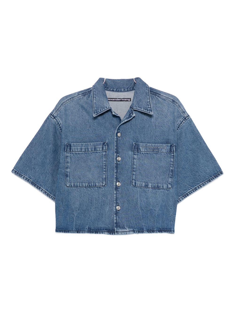 ALEXANDER WANG Camicia crop in denim