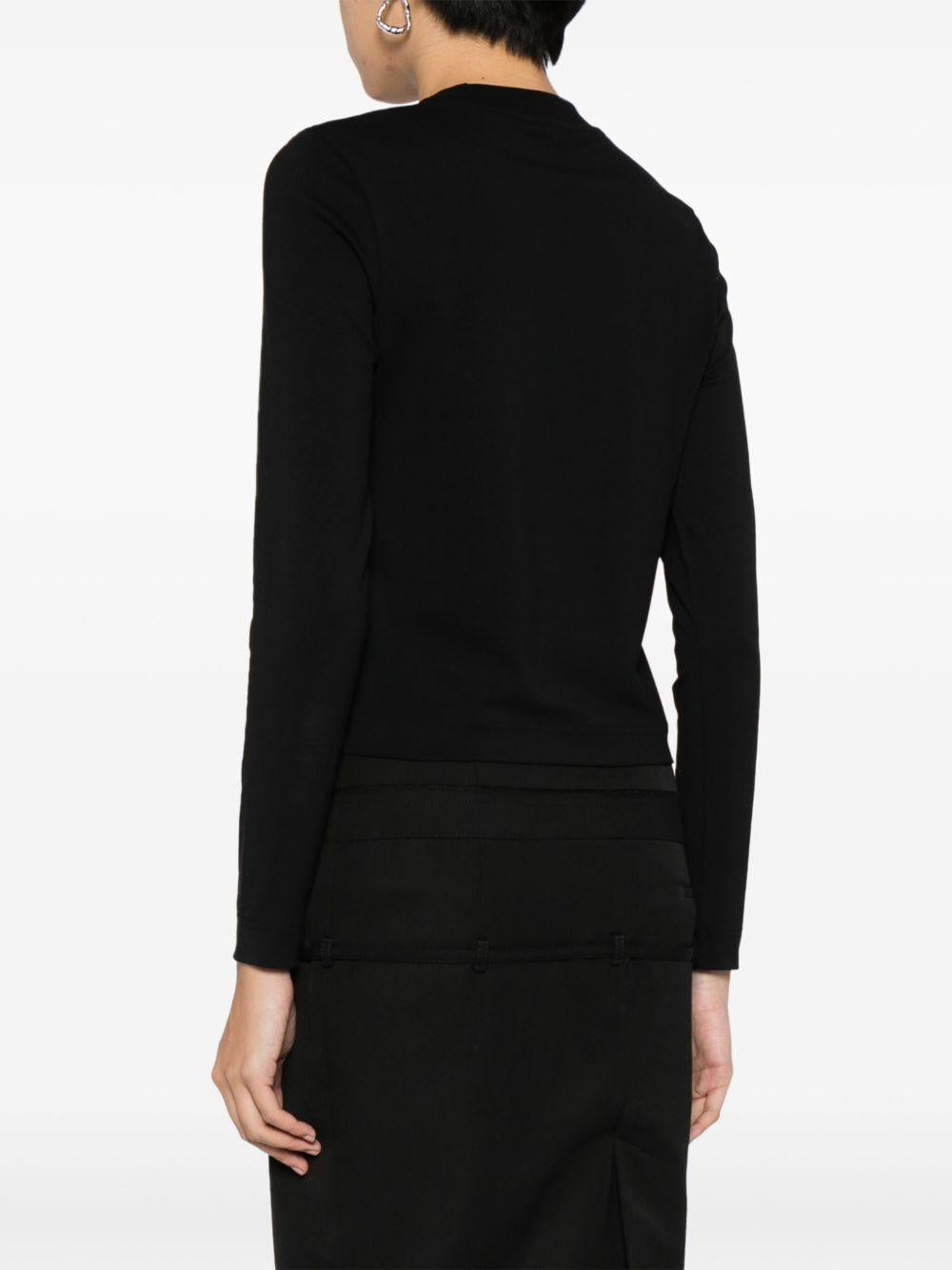 JACQUEMUS T-shirt a maniche lunghe nera in gros grain con logo