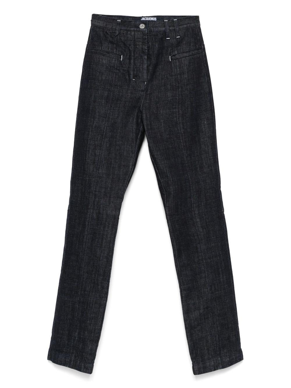 JACQUEMUS Jeans straight in denim blu scuro con logo