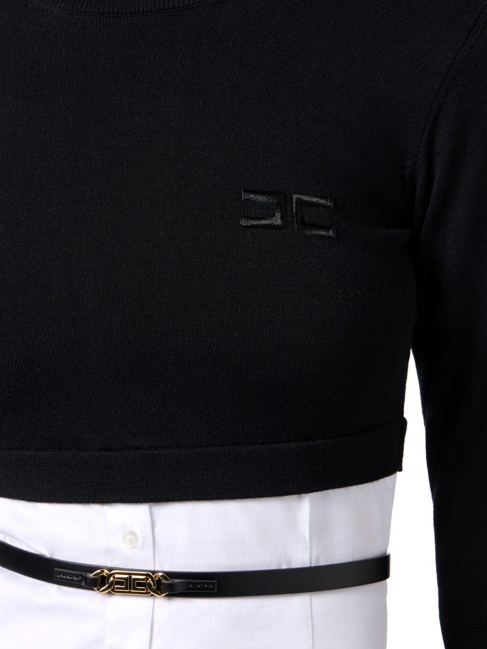 ELISABETTA FRANCHI Dolcevita nero con inserto in popeline