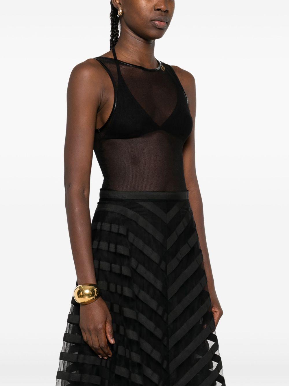 ELISABETTA FRANCHI Body trasparente nero con logo