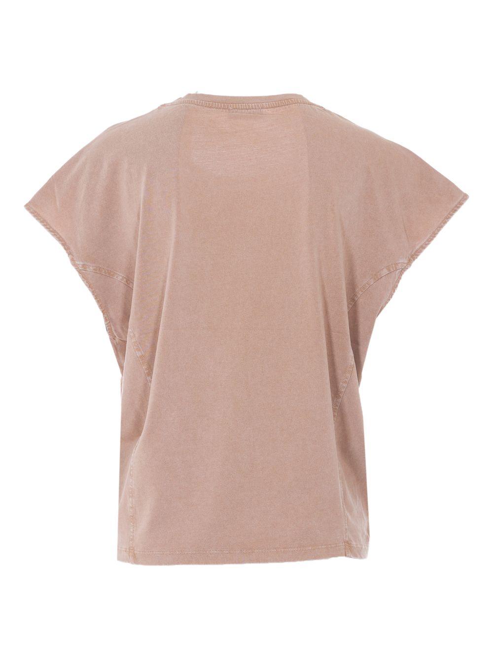 LIUJO T-shirt rosa in cotone a collo rotondo