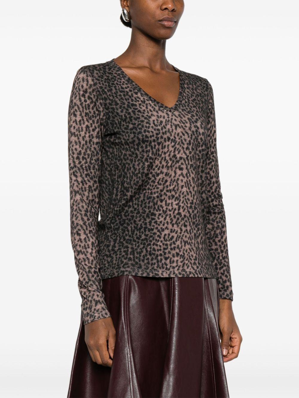 MAJESTIC FILATURES Maglia con scollo a V animalier